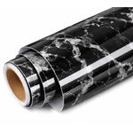 Casa si Gradina - Decoratiuni - Stickere decorative - Folie Autoadeziva Imitatie Marmura, 300 x 60 cm, Rezistenta la Apa, pentru Mobila, Blat, Bucatarie si Baie, Negru - Infinity.ro