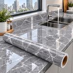 Casa si Gradina - Decoratiuni - Stickere decorative - Folie Autoadeziva Imitatie Marmura, 300 x 60 cm, Rezistenta la Apa, pentru Mobila, Blat, Bucatarie si Baie, Gri - Infinity.ro