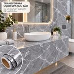 Casa si Gradina - Decoratiuni - Stickere decorative - Folie Autoadeziva Imitatie Marmura, 300 x 60 cm, Rezistenta la Apa, pentru Mobila, Blat, Bucatarie si Baie, Gri - Infinity.ro