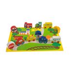 Jucarii, Copii si Bebe - Jucarii si jocuri - Jucarii & jocuri educative - Jocuri si jucarii educative - Jucarie din Lemn, Autostrada 3D cu 12 Figurine - Infinity.ro