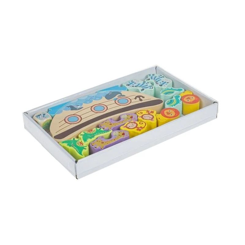 Jucarii, Copii si Bebe - Jucarii si jocuri - Jucarii & jocuri educative - Jocuri si jucarii educative - Jucarie Educativa din Lemn, Arca cu 12 Animale - Infinity.ro