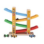 Jucarii, Copii si Bebe - Jucarii si jocuri - Jucarii & jocuri educative - Jocuri si jucarii educative - Jucarie educativa din lemn, Pista de curse cu 4 masini colorate - Infinity.ro