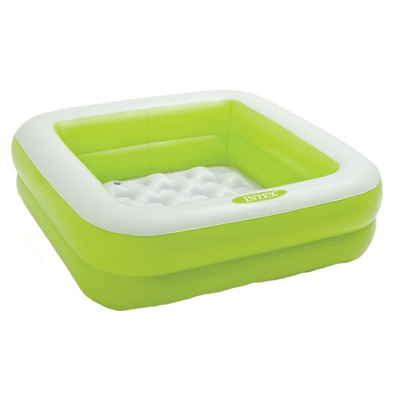 Casa si Gradina - Gradina si terasa - Piscine si accesorii - Piscine copii - Piscina Patrata pentru Copii, Intex, capacitate apa 57 L, dimensiune 86x86x25cm, verde-alb - Infinity.ro