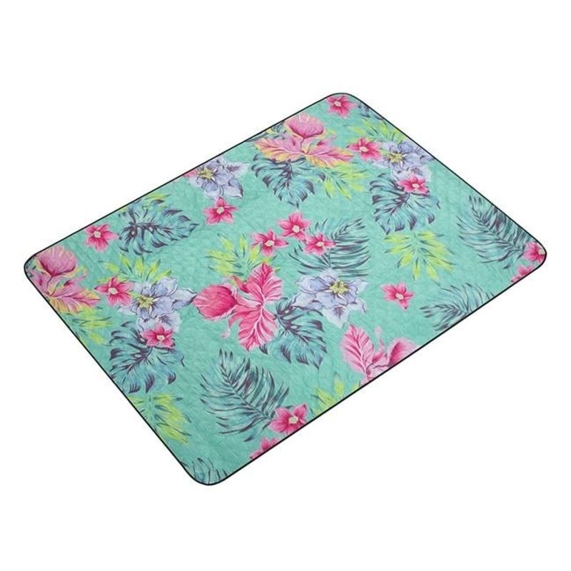 Casa si Gradina - Textile si covoare - Pături și cuverturi - Pături - Patura pentru picnic, Model Floral, Dimensiune 200x150cm, Turcoaz - Infinity.ro