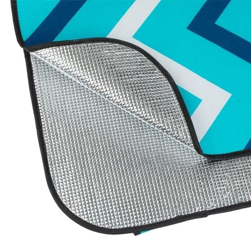 Casa si Gradina - Textile si covoare - Pături și cuverturi - Pături - Patura Picnic cu Strat din Aluminiu, Model cu Dungi Zigzag, 200x200cm, Albastru - Infinity.ro