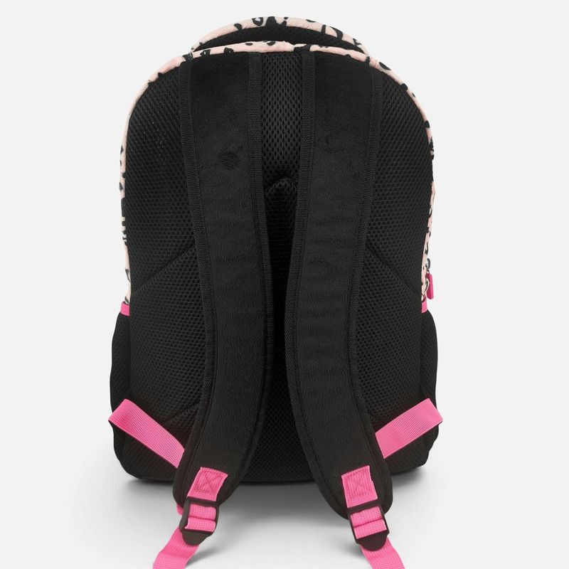 Carti si Birotica - Rechizite - Rucsacuri si genti scolare - Ghiozdan Fete Scoala Primara, Negru/Roz, Model Leopard cu Pisicuta, Urechi 3D, Breloc, Spate Ergonomic, 20L, 30x16x42 cm - Infinity.ro