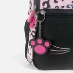 Carti si Birotica - Rechizite - Rucsacuri si genti scolare - Ghiozdan Fete Scoala Primara, Negru/Roz, Model Leopard cu Pisicuta, Urechi 3D, Breloc, Spate Ergonomic, 20L, 30x16x42 cm - Infinity.ro