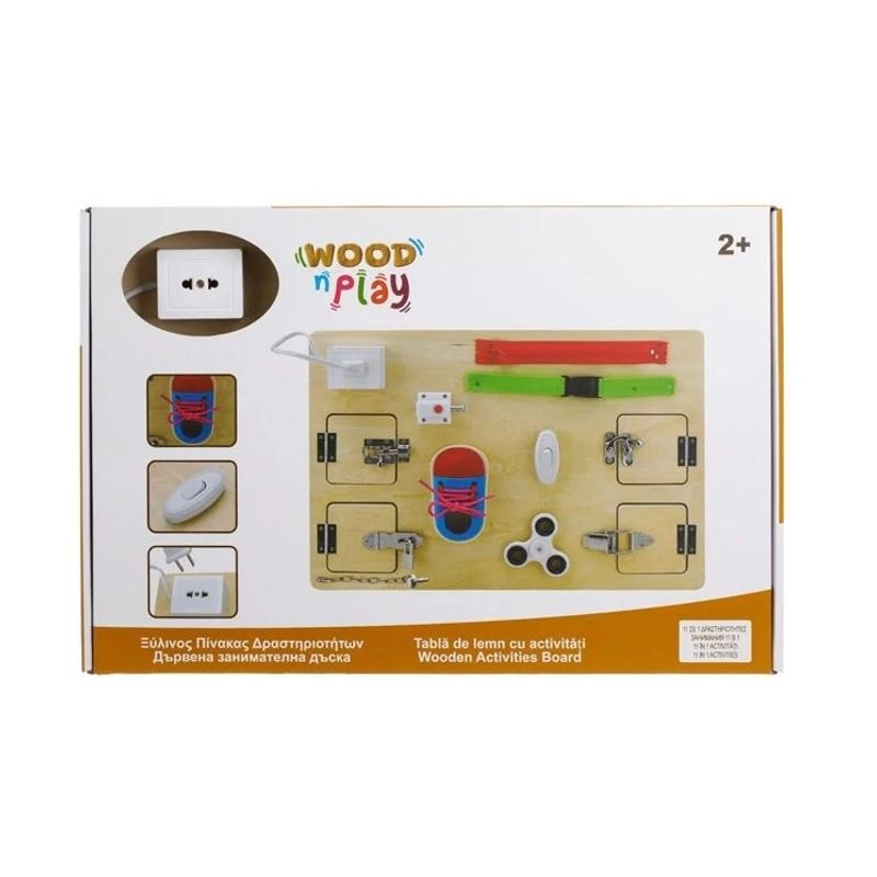 Jucarii, Copii si Bebe - Jucarii si jocuri - Jucarii & jocuri educative - Jocuri si jucarii educative - Tabla educativa din lemn cu activitati Montessori - Infinity.ro
