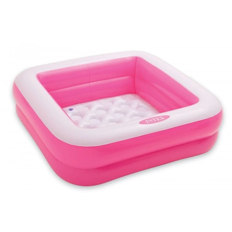 Casa si Gradina - Gradina si terasa - Piscine si accesorii - Piscine copii - Piscina Patrata pentru Copii, Intex, capacitate apa 57 L, dimensiune 86x86x25cm, roz-alb - Infinity.ro