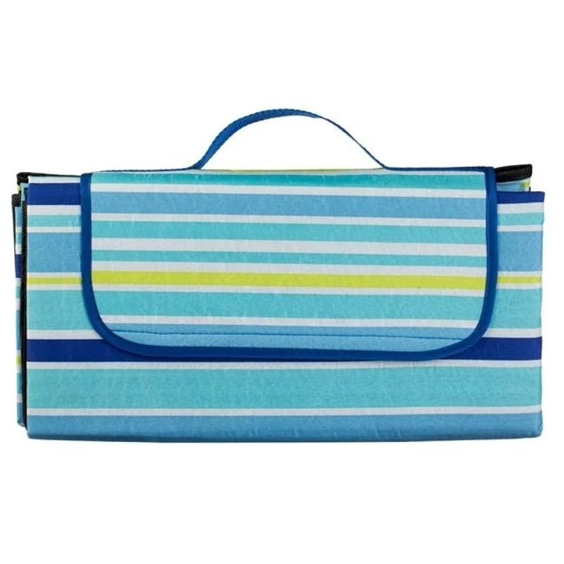 Casa si Gradina - Textile si covoare - Pături și cuverturi - Pături - Patura pentru picnic, Dimensiune 150x150cm, Albastru cu Dungi - Infinity.ro