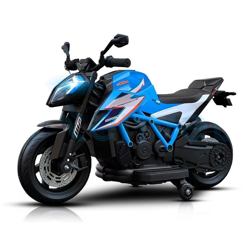 Jucarii, Copii si Bebe - Jucarii si jocuri - Jucarii de exterior - Masinute si vehicule pentru copii - Motocicleta electrica pentru copii 3 ani+, Motor 50W, Baterie 12V7AH, cu roti ajutatoare, lumini si muzica, Portocaliu - Infinity.ro