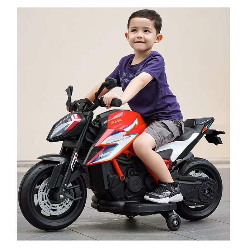 Jucarii, Copii si Bebe - Jucarii si jocuri - Jucarii de exterior - Masinute si vehicule pentru copii - Motocicleta electrica pentru copii 3 ani+, Motor 50W, Baterie 12V7AH, cu roti ajutatoare, lumini si muzica, Albastru - Infinity.ro