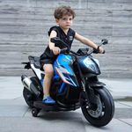 Jucarii, Copii si Bebe - Jucarii si jocuri - Jucarii de exterior - Masinute si vehicule pentru copii - Motocicleta electrica pentru copii 3 ani+, Motor 50W, Baterie 12V7AH, cu roti ajutatoare, lumini si muzica, Albastru - Infinity.ro