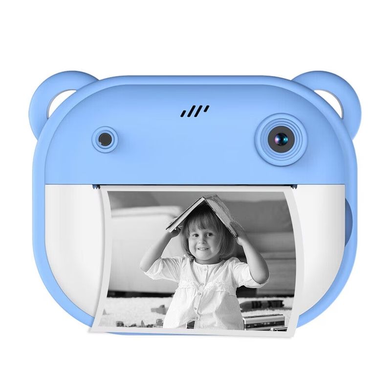 Jucarii, Copii si Bebe - Jucarii si jocuri - Jucarii & jocuri educative - Laptopuri, tablete si gadget-uri copii - Camera foto-video pentru copii 3 ani+ cu functie de imprimare imediata - Ecran de 2.4", Albastru - Infinity.ro