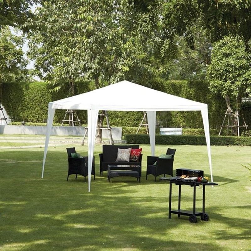 Casa si Gradina - Gradina si terasa - Umbrele si pavilioane - Pavilioane - Pavilion de gradina Ecru, Dimensiune 2.4x2.4x3m, Cadru metalic, Copertina pentru umbra, Ideal evenimente outdoor - Infinity.ro