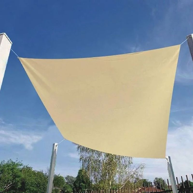 Casa si Gradina - Gradina si terasa - Umbrele si pavilioane - Umbrele - Panza de umbrire, Dimensiune 3x3m, Franghii de montaj si husa de transport, Culoare Bej - Infinity.ro