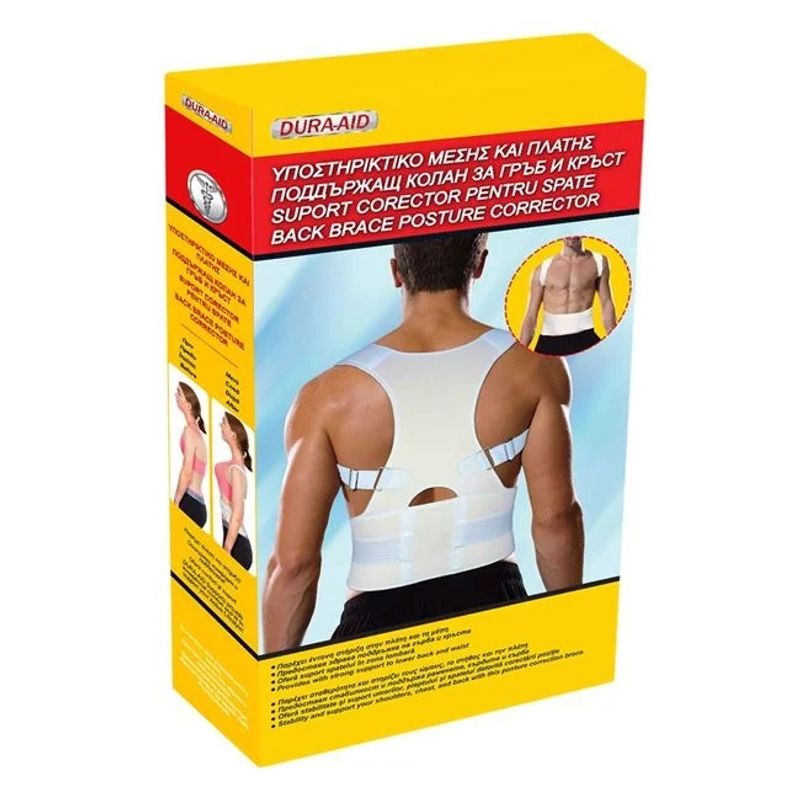 Ingrijire personala si Cosmetice - Sanatate si wellness - Aparate medicale - Suporturi ortopedice si orteze - Corector postura pentru spate si mijloc, Centura ortopedica reglabila, Suport lombar si corectie coloana, Alb, Unisex - Infinity.ro
