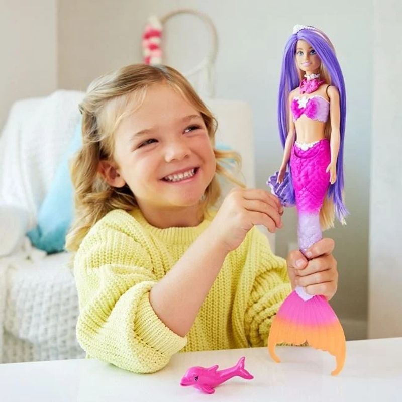 Jucarii, Copii si Bebe - Jucarii si jocuri - Papusi si accesorii - Papusi - Sirena Barbie transformare magica, include accesorii de styling, varsta de la 9 luni la 3 ani - Infinity.ro