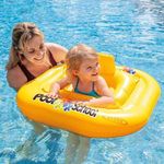 Jucarii, Copii si Bebe - Jucarii si jocuri - Jucarii de exterior - Colaci, ochelari si accesorii inot copii - Colac Scaun pentru copii 1-2 Ani (11-15kg), Intex, 2 in 1, 79x79 cm, Galben - Infinity.ro