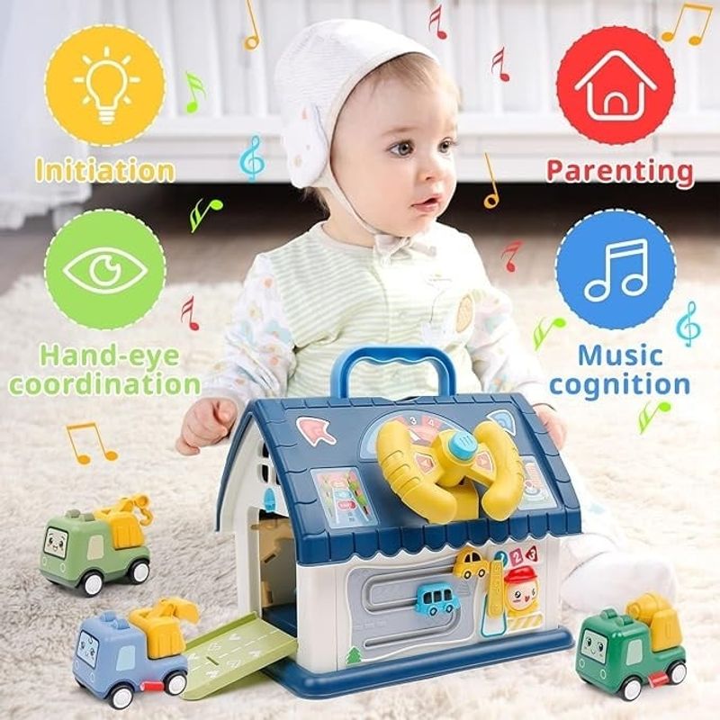 Jucarii, Copii si Bebe - Jucarii si jocuri - Jucarii bebelusi - Jucarii interactive bebelusi - Casa de jucarie cu telefon interactiv, sunete, volan si butoane, Albastru - Infinity.ro