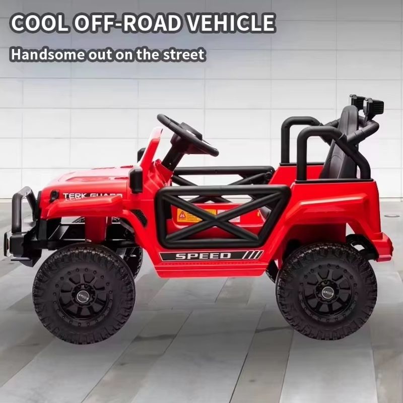 Jucarii, Copii si Bebe - Jucarii si jocuri - Jucarii de exterior - Masinute si vehicule pentru copii - Masina electrica pentru copii 2 ani+, Telecomanda, 2 x moor 25W, 3 viteze, 2-5 km/h, Rosu - Infinity.ro