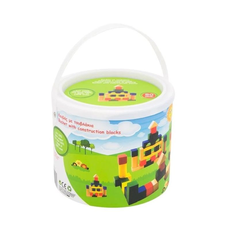 Jucarii, Copii si Bebe - Jucarii si jocuri - Jucarii & jocuri educative - Jocuri si jucarii educative - Caramizi de constructie din lemn, 50 bucati - Infinity.ro
