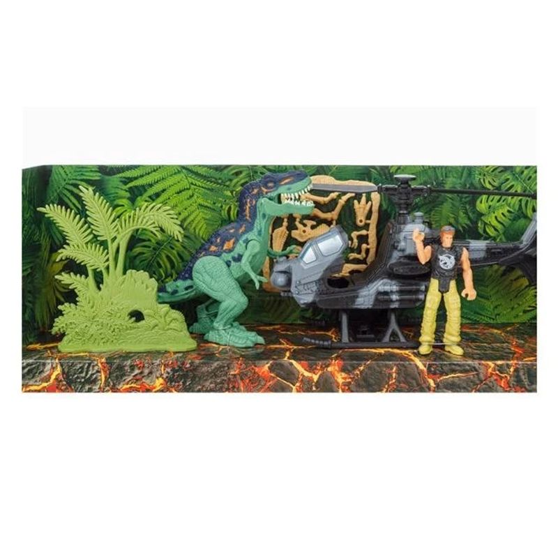 Jucarii, Copii si Bebe - Jucarii si jocuri - Jucarii & jocuri educative - Jucarii interactive - Set de joaca cu dinozauri si elicopter, cu figurine barbat si fosila - Infinity.ro