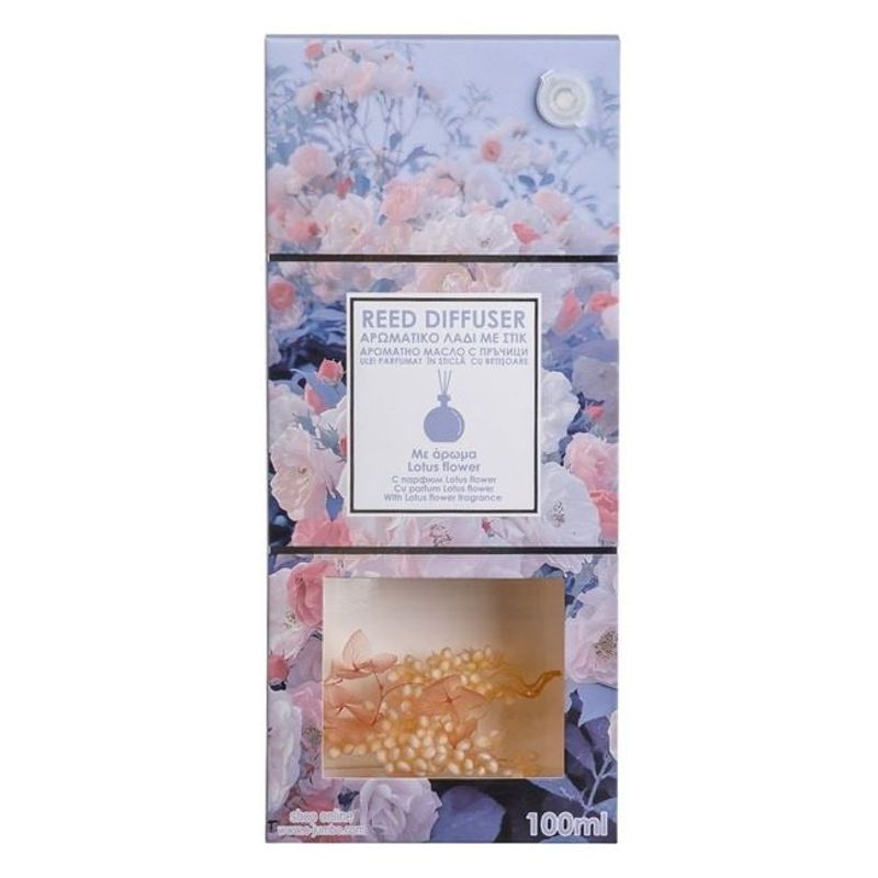Casa si Gradina - Decoratiuni - Aromaterapie si lumanari - Odorizante camera - Odorizant pentru camera cu 6 betisoare din lemn si ulei esential , Aroma de lotus si flori uscate, 100 ml - Infinity.ro