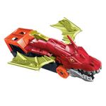 Jucarii, Copii si Bebe - Jucarii si jocuri - Jucarii & jocuri educative - Jucarii interactive - Camion in forma de dragon Hot Wheels care lanseaza masini, insotit de o masina Hot Wheels - Infinity.ro