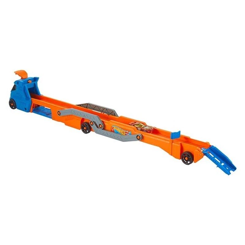 Jucarii, Copii si Bebe - Jucarii si jocuri - Jucarii & jocuri educative - Jucarii interactive - Camion de lansare Hot Wheels care se transforma in pista, include 1 masina Hot Wheels - Infinity.ro