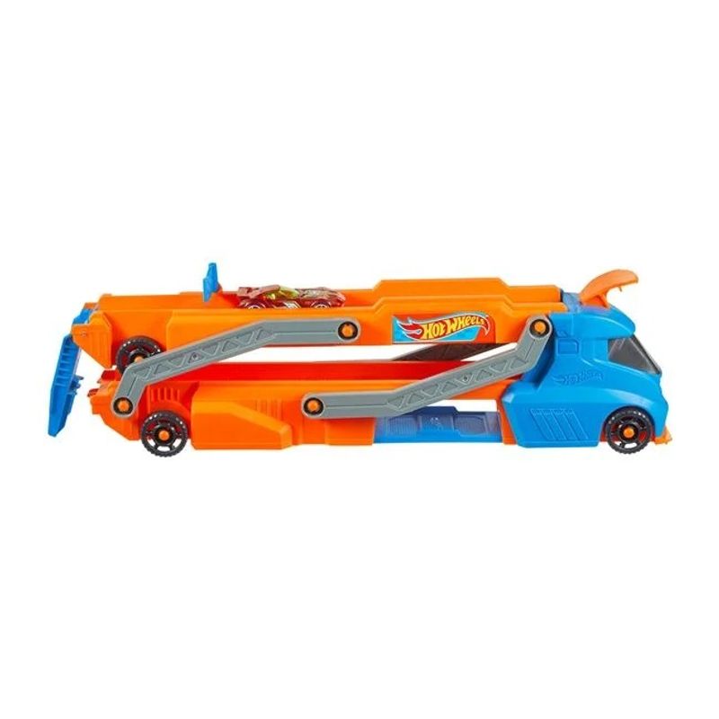 Jucarii, Copii si Bebe - Jucarii si jocuri - Jucarii & jocuri educative - Jucarii interactive - Camion de lansare Hot Wheels care se transforma in pista, include 1 masina Hot Wheels - Infinity.ro