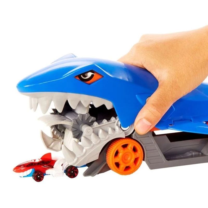 Jucarii, Copii si Bebe - Jucarii si jocuri - Jucarii & jocuri educative - Jucarii interactive - Camion in forma de rechin Hot Wheels, contine o masina Hot Wheels - Infinity.ro