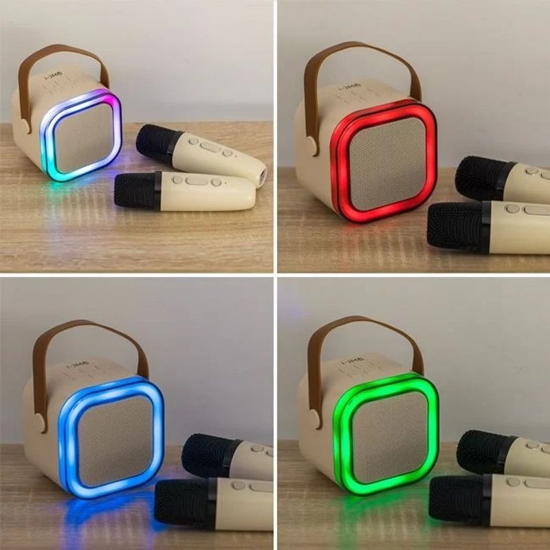 Jucarii, Copii si Bebe - Jucarii si jocuri - Jucarii de rol - Instrumente muzicale de jucarie - Set boxa Karaoke cu 2 microfoane wireless - Bluetooth - Putere 5W - Infinity.ro