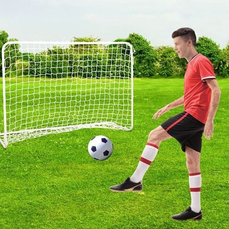 Sport si Outdoor - Sporturi de echipa - Fotbal - Porti fotbal - Poarta de Fotbal Metalica, Dimensiune 182x61x122cm, Alb - Infinity.ro