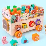 Jucarii, Copii si Bebe - Jucarii si jocuri - Jucarii & jocuri educative - Jucarii interactive - Masinuta interactiva Montessori din lemn cu diverse elemente interactive - Infinity.ro