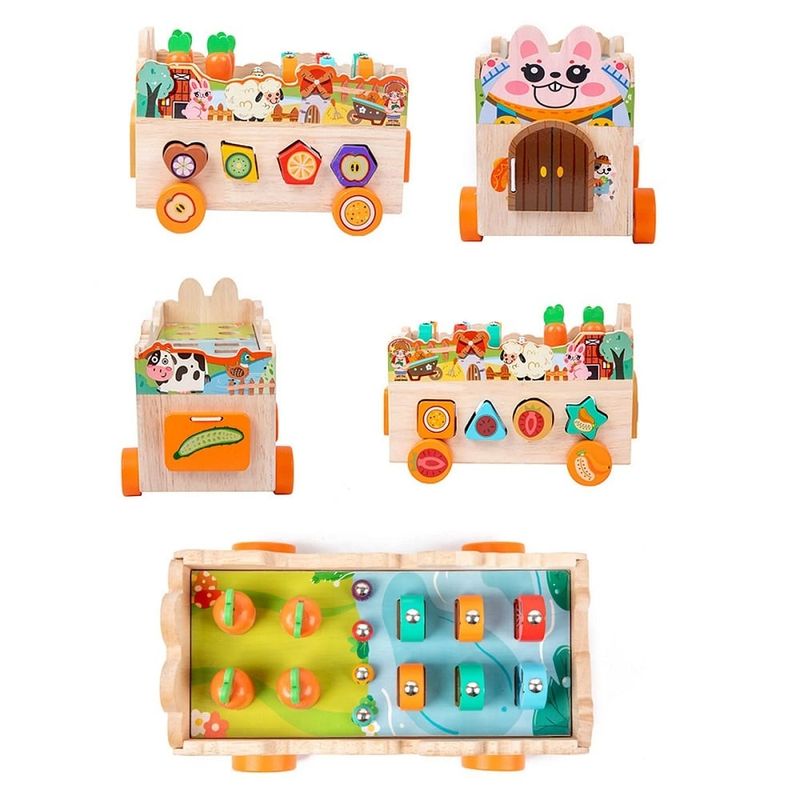 Jucarii, Copii si Bebe - Jucarii si jocuri - Jucarii & jocuri educative - Jucarii interactive - Masinuta interactiva Montessori din lemn cu diverse elemente interactive - Infinity.ro