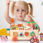 Jucarii, Copii si Bebe - Jucarii si jocuri - Jucarii & jocuri educative - Jucarii interactive - Masinuta interactiva Montessori din lemn cu diverse elemente interactive - Infinity.ro