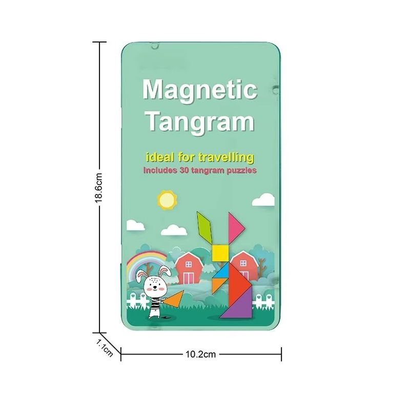 Jucarii, Copii si Bebe - Jucarii si jocuri - Jocuri si puzzle - Puzzle - Puzzle Tangram cu 30 de forme, magnetic, pentru copii de 3 ani+, 19x11x1.5 cm, multicolor - Infinity.ro