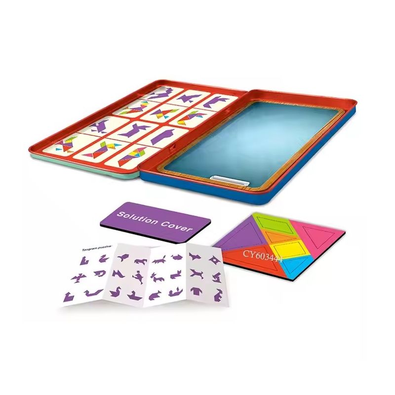 Jucarii, Copii si Bebe - Jucarii si jocuri - Jocuri si puzzle - Puzzle - Puzzle Tangram cu 30 de forme, magnetic, pentru copii de 3 ani+, 19x11x1.5 cm, multicolor - Infinity.ro