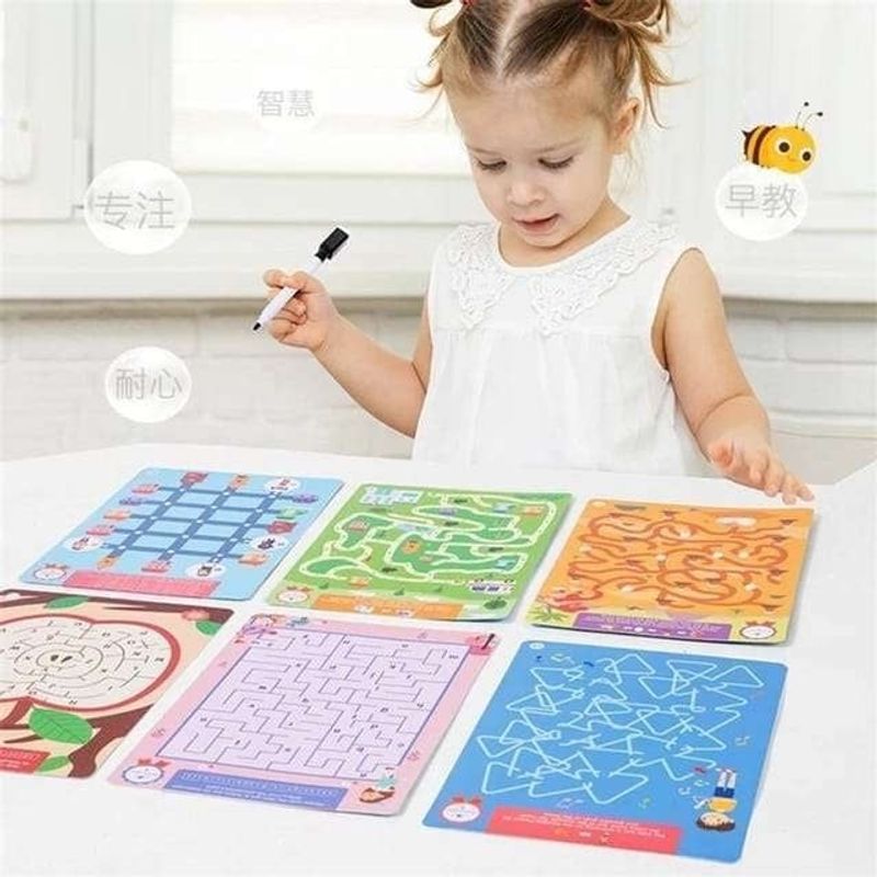 Jucarii, Copii si Bebe - Jucarii si jocuri - Jucarii & jocuri educative - Jocuri si jucarii educative - Joc educativ labirint cu 25 planse reutilizabile pentru copii 5 ani+ - Infinity.ro