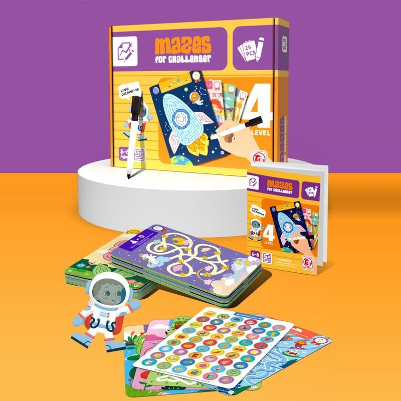 Jucarii, Copii si Bebe - Jucarii si jocuri - Jucarii & jocuri educative - Jocuri si jucarii educative - Joc educativ labirint cu 25 planse reutilizabile pentru copii 5 ani+ - Infinity.ro