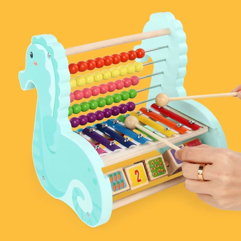 Jucarii, Copii si Bebe - Jucarii si jocuri - Jucarii & jocuri educative - Jocuri si jucarii educative - Numaratoare, cuburi si xilofon, din lemn, pentru copii 2 ani+, Calut de Mare, multicolor - Infinity.ro