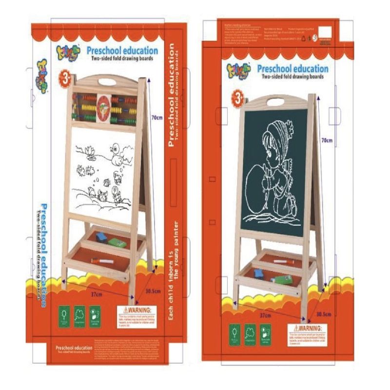 Jucarii, Copii si Bebe - Jucarii si jocuri - Jucarii & jocuri educative - Jocuri si jucarii educative - Set Tabla Magentica cu 2 Fete, din Lemn, cu Abac si Ceas, pentru copii 3 ani+, 70 cm inaltime - Infinity.ro
