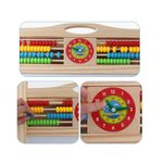 Jucarii, Copii si Bebe - Jucarii si jocuri - Jucarii & jocuri educative - Jocuri si jucarii educative - Set Tabla Magentica cu 2 Fete, din Lemn, cu Abac si Ceas, pentru copii 3 ani+, 70 cm inaltime - Infinity.ro