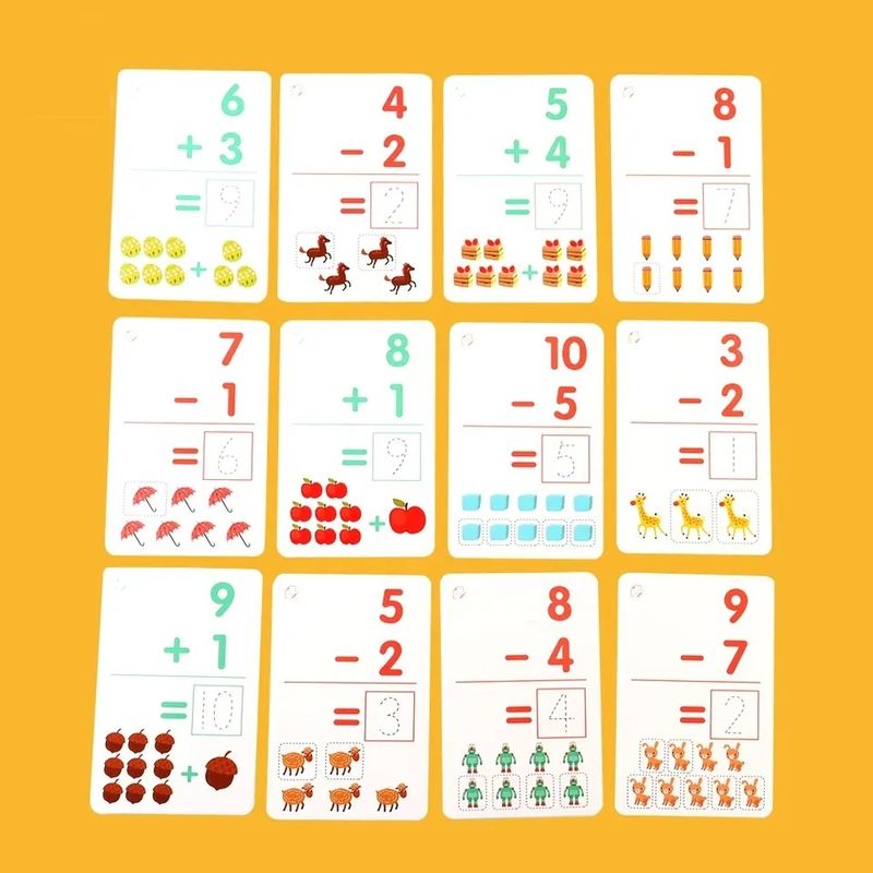 Jucarii, Copii si Bebe - Jucarii si jocuri - Jucarii & jocuri educative - Jocuri si jucarii educative - Joc Educativ Invata matematica cu 30 de cartonase reutilizabile, pentru copii 4 ani+, multicolor - Infinity.ro