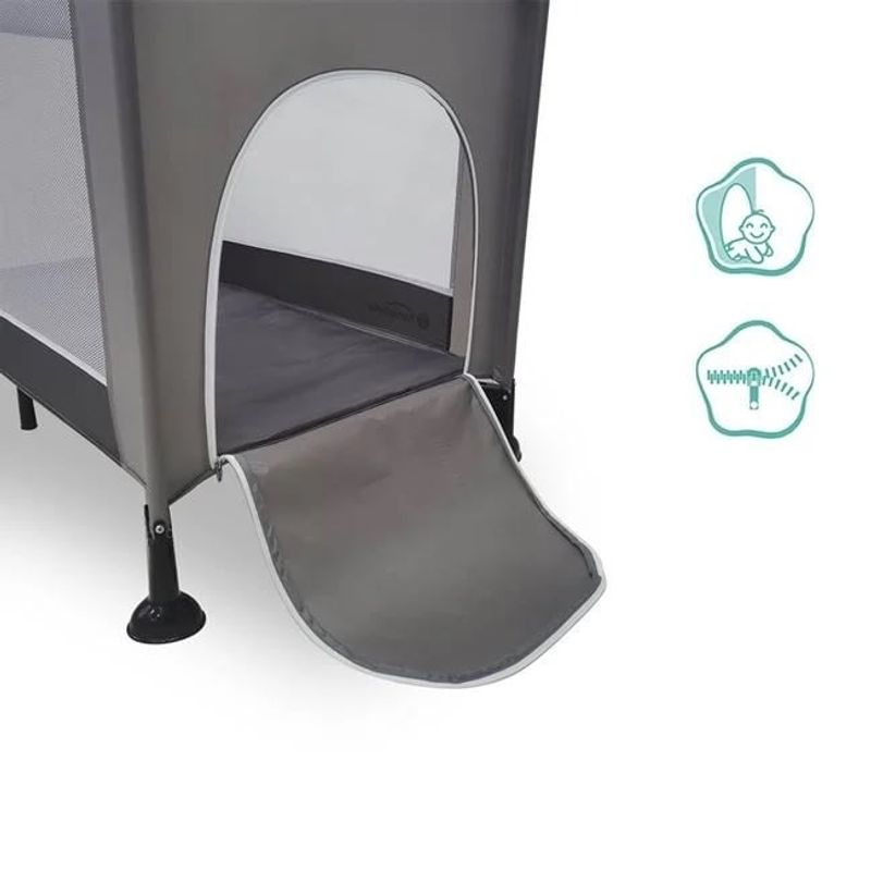 Casa si Gradina - Mobilier - Mobilier copii - Sisteme de siguranta - Tarc Patut cu Fereastra pentru Copii, 0+ani, material lavabil, 120x65x78cm, gri - Infinity.ro