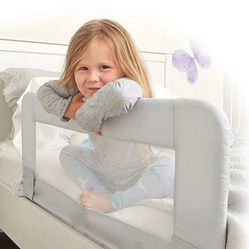 Jucarii, Copii si Bebe - Carucioare si articole de transport - Landouri si portbebe - Bariera de Protectie pentru Pat, Dimensiune 150x40 cm, gri - Infinity.ro