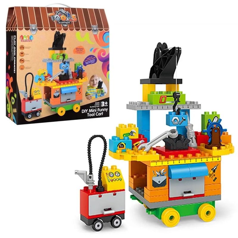 Casa si Gradina - Constructii - Scule de mana si unelte - Mese si bancuri de lucru - Set Constructii Bancul de lucru cu scule, cu 61 piese, pentru copii de 3 ani+ - Infinity.ro