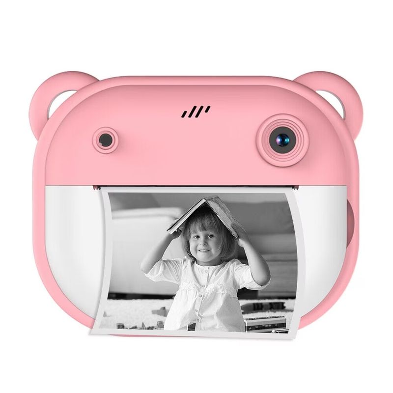Jucarii, Copii si Bebe - Jucarii si jocuri - Jucarii & jocuri educative - Laptopuri, tablete si gadget-uri copii - Camera foto-video pentru copii 3 ani+ cu functie de imprimare imediata - Ecran de 2.4", Roz - Infinity.ro