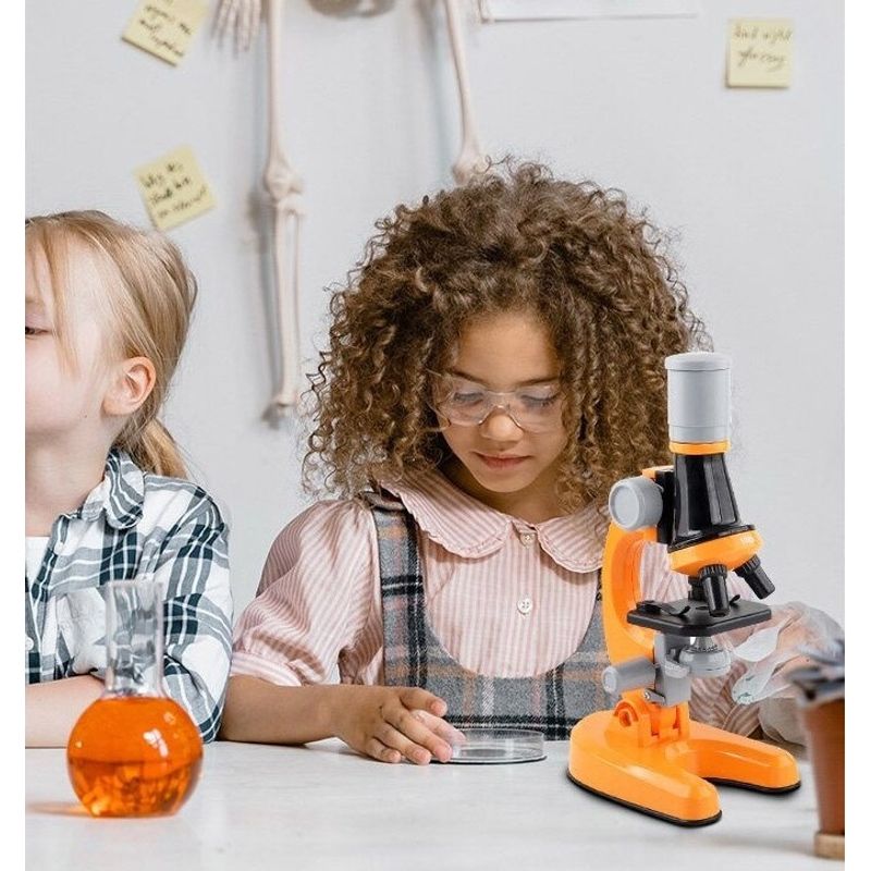 TV, Audio-Video si Foto - Optica, astronomie si metrologie - Optica si astronomie - Microscoape - Kit cu microscop biologic si accesorii pentru copii - Zoom 100x, 400x, 1200x, Portocaliu - Infinity.ro